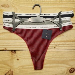 Tommy Hilfiger Womens Thong Underwear 3 Pack Red